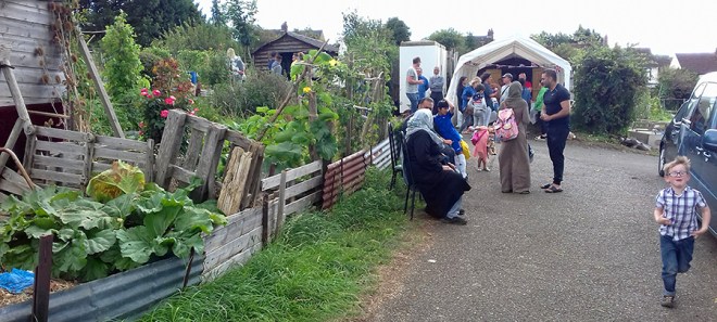 Plot holders gathering for the show.