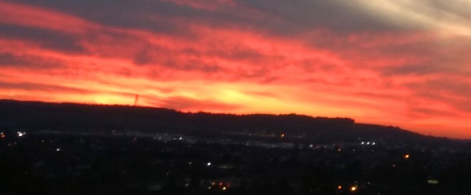 Sunset over Luton viewed from allotments