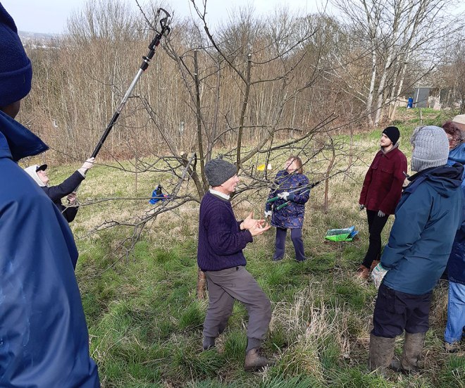 Theory first. Colin giving instructions to the budding tree surgeons.