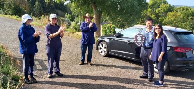 Socially distanced award ceremony