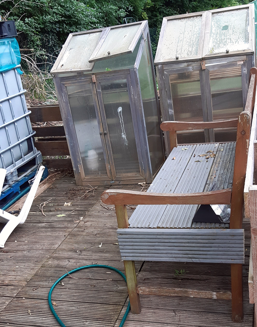 bench made with decking planks