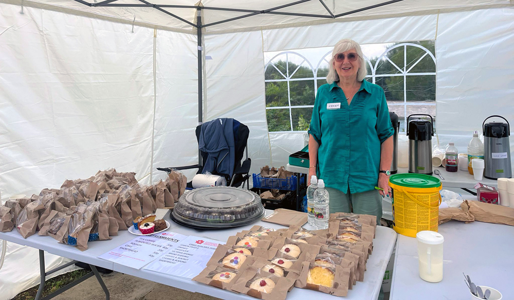 Janet in the refreshment gazebo